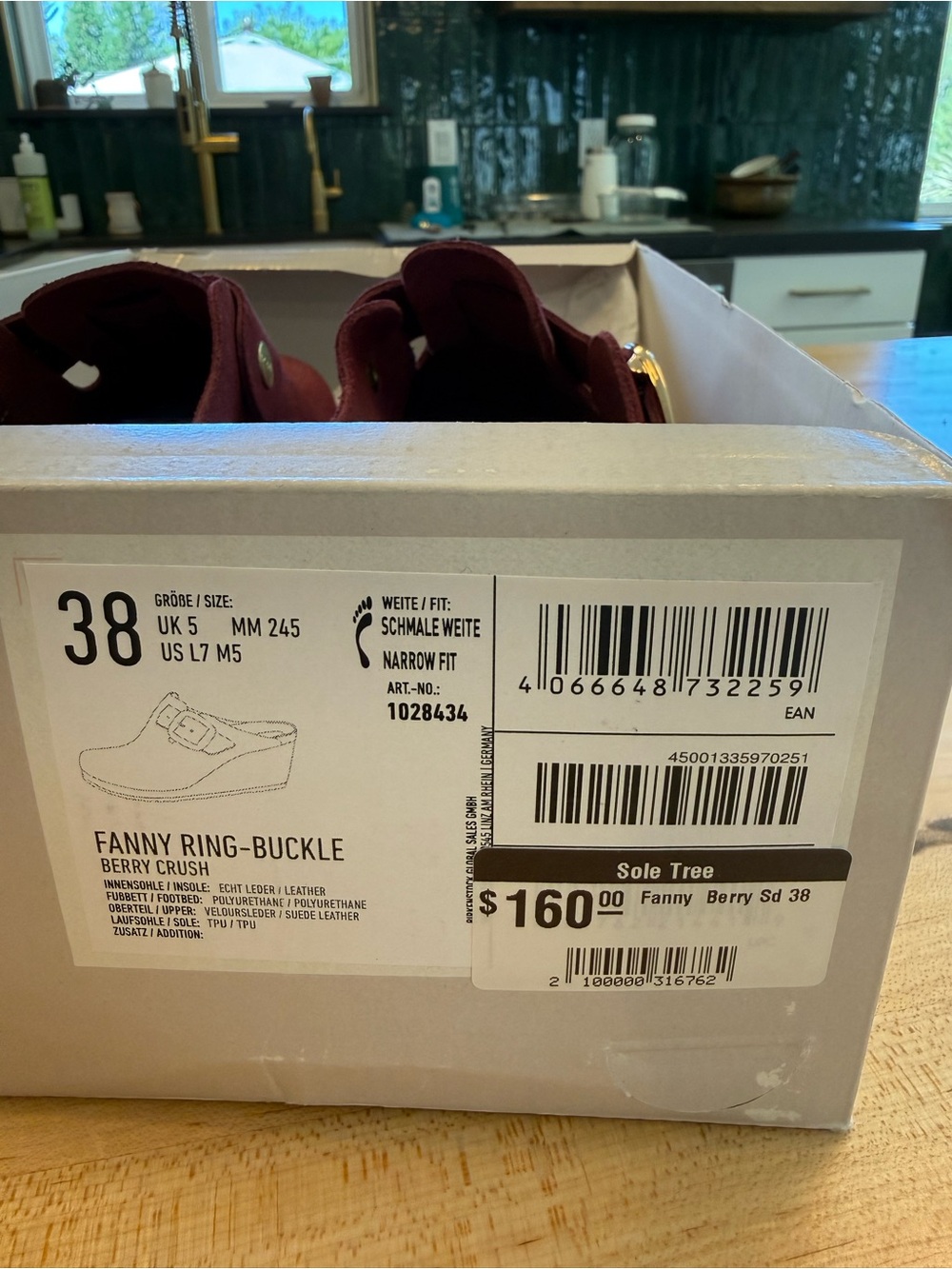 Birkenstock Fanny Suede Wedge Mule in Burgundy Red - Picture 6 of 7